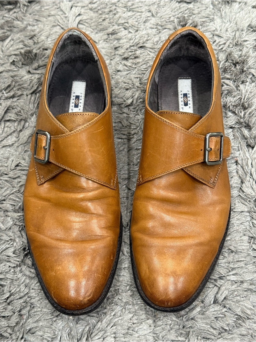 Joseph Abboud Genuin Italian Leather brown buckle closure loafer size 9.5